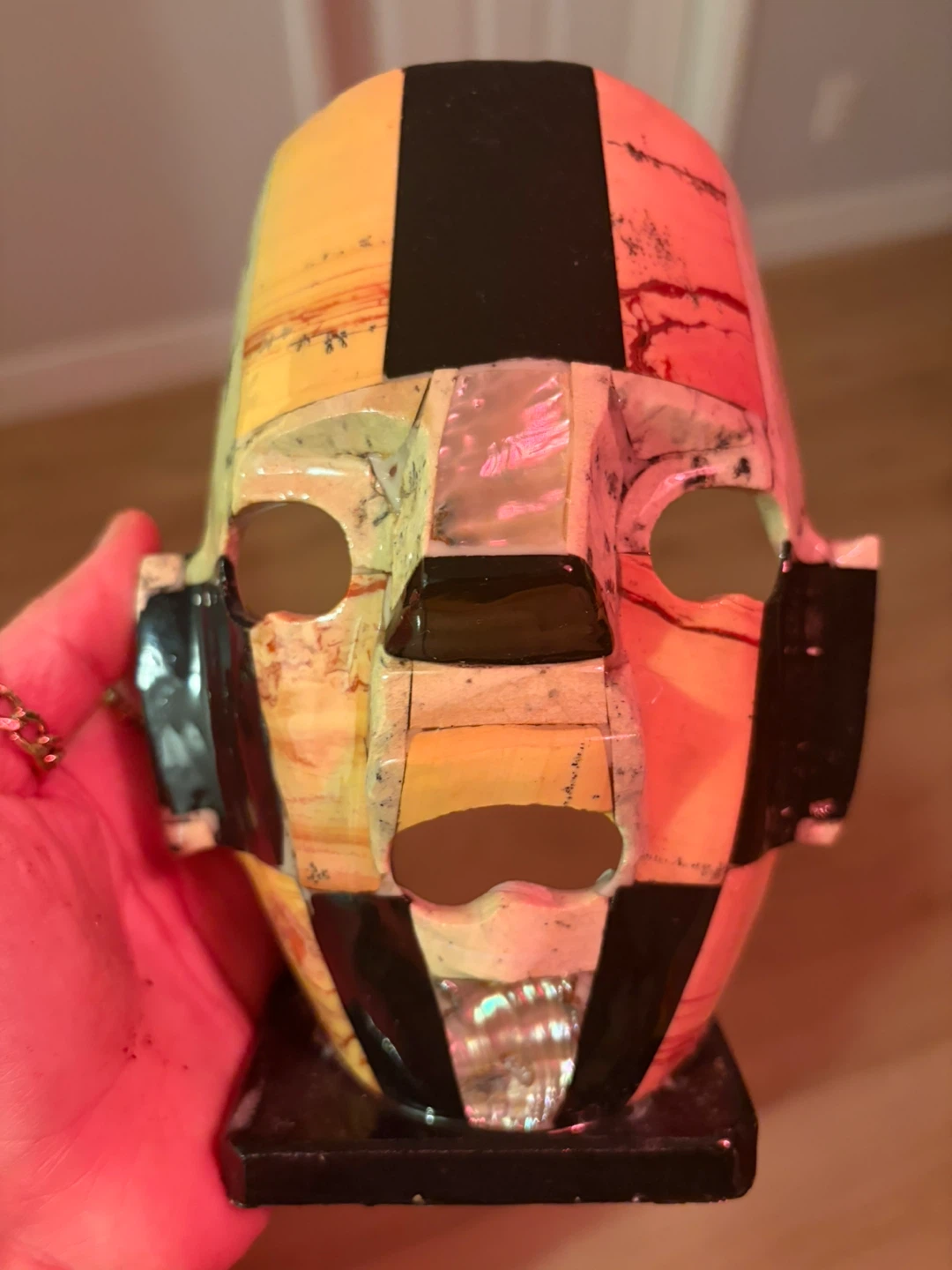 Stone and Shell Mosaic Mask Ornament