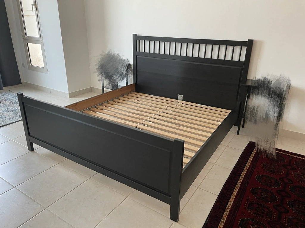 IKEA King bed frame wooden in black brown