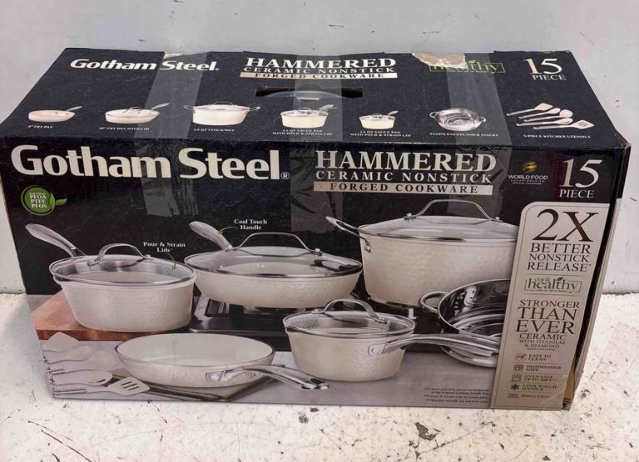 Gotham Steel 15-Piece Hammered Cookware Set