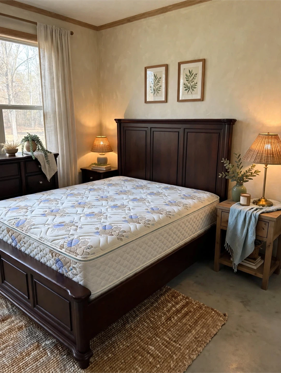 Dark Brown Wooden Bedroom Set - includes Dresser, and Nightstand