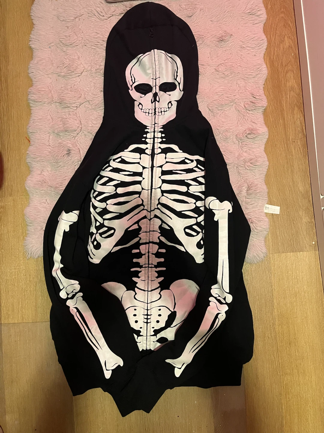 Black Skeleton Graphic Full-Zip Hoodie
