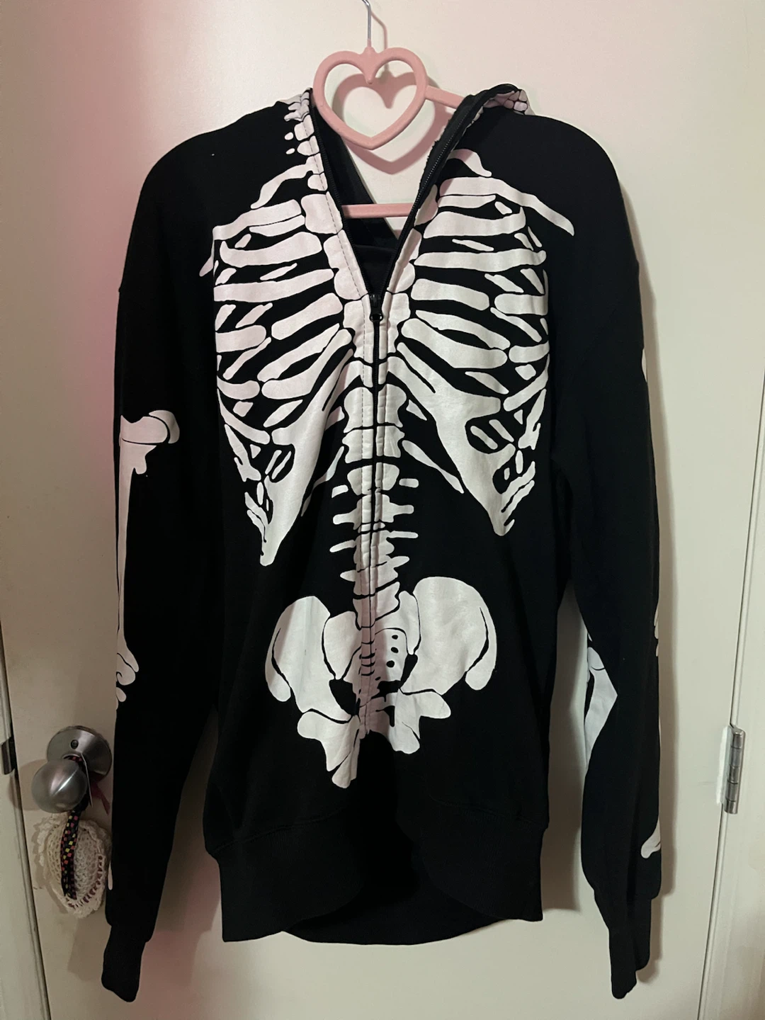 Black Skeleton Graphic Full-Zip Hoodie - photo 2