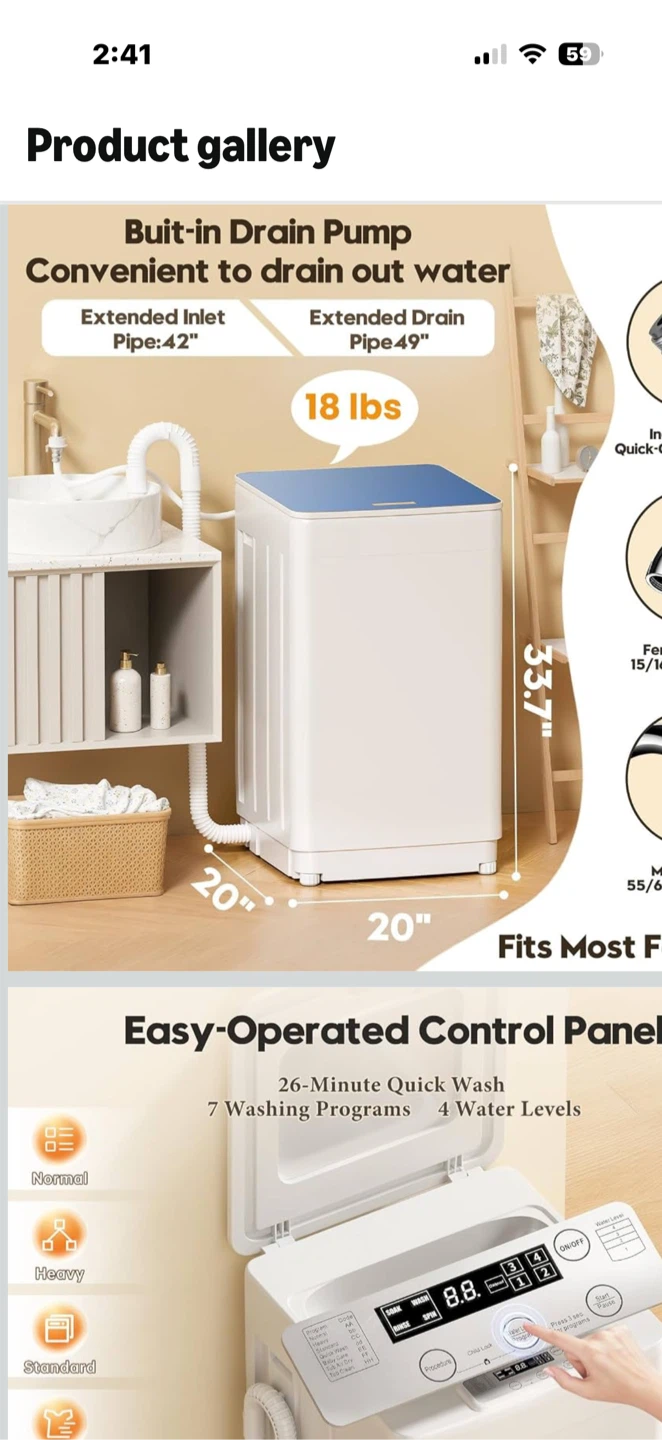 Portable Top Load Washing Machine 18 lbs - photo 2