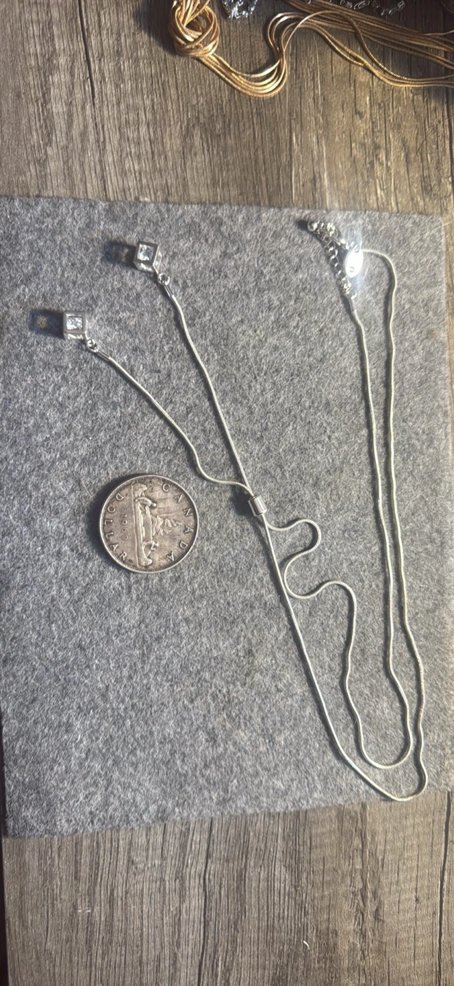 Silver-Tone Cube Drop Necklace