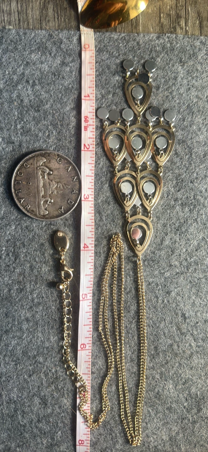 Gold-tone Tear Drop Statement Necklace