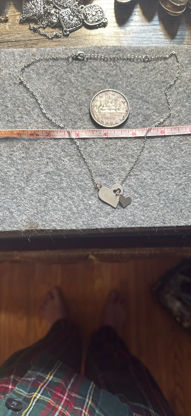 Silver-Tone Heart Charm Necklace