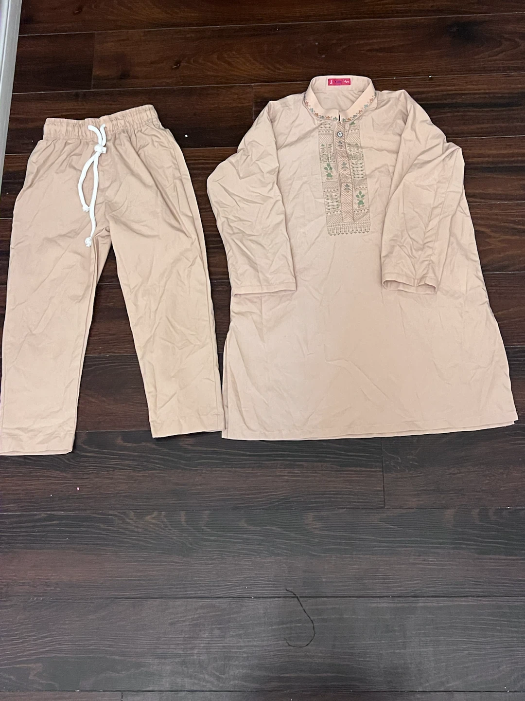 J. Kids Beige Kurta Pajama Set
