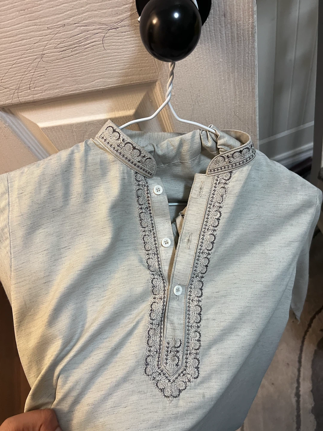 Light Grey Embroidered Kurta