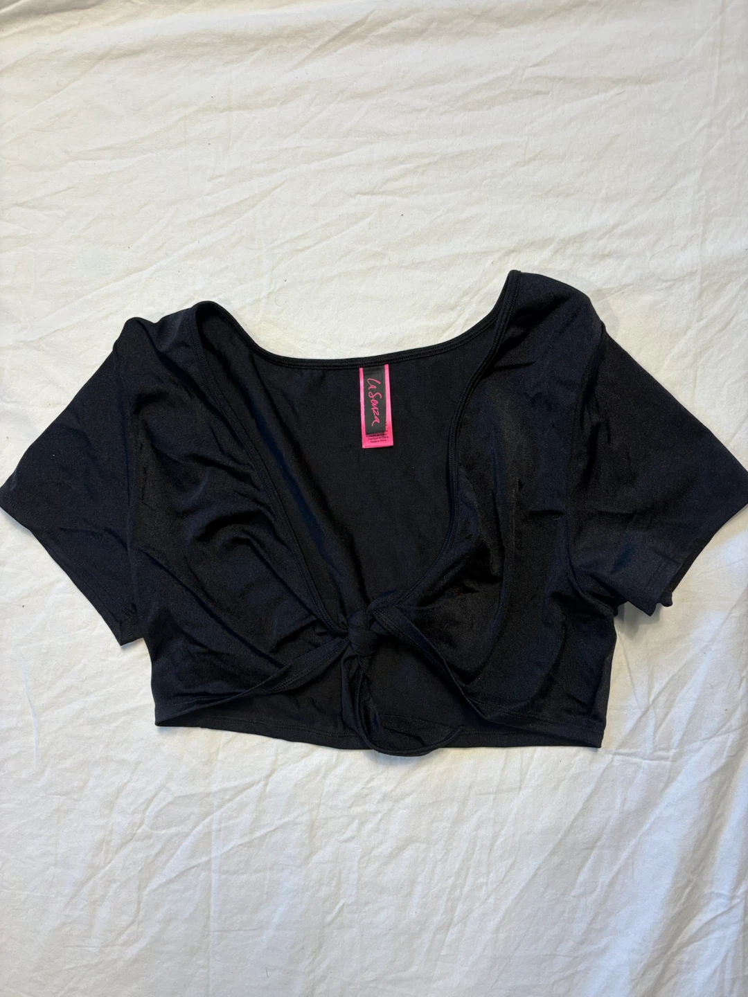 La Senza Black Tie-Front Crop Top
