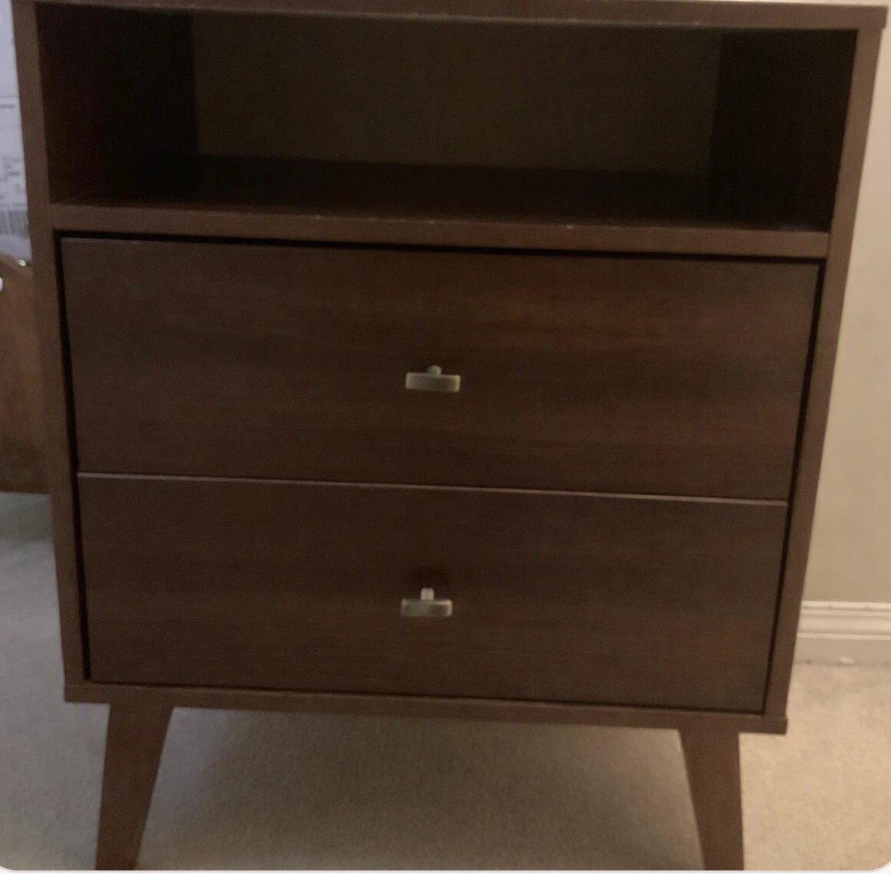 Mcm style nightstand/side table with Two Drawers
