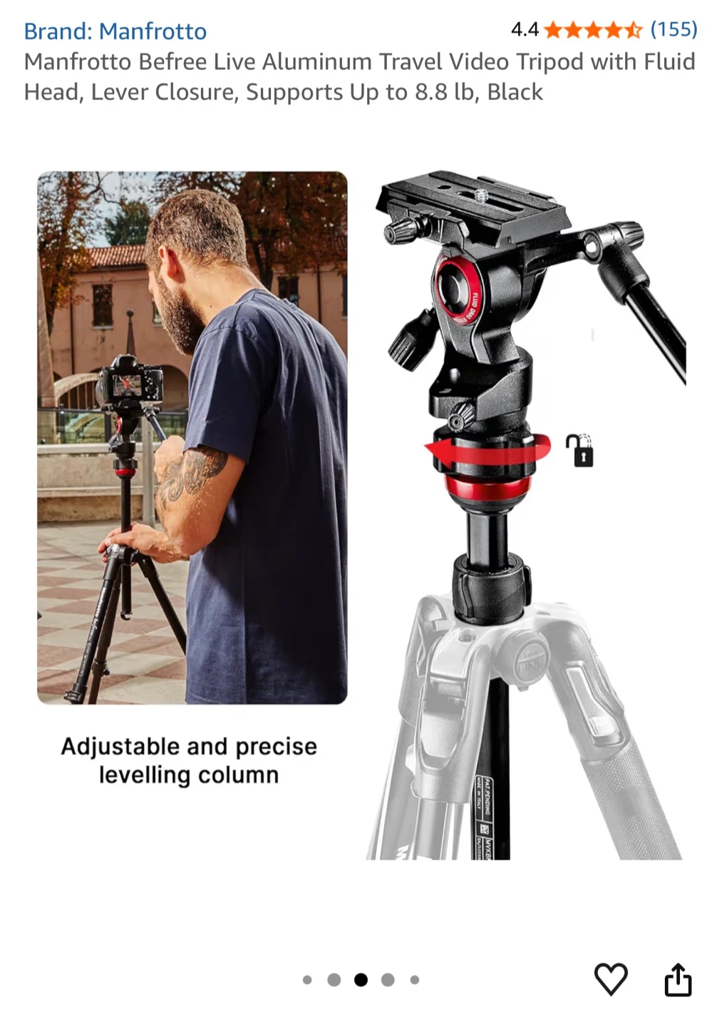Manfrotto Befree Live Video Tripod + Fluid Head – Like New