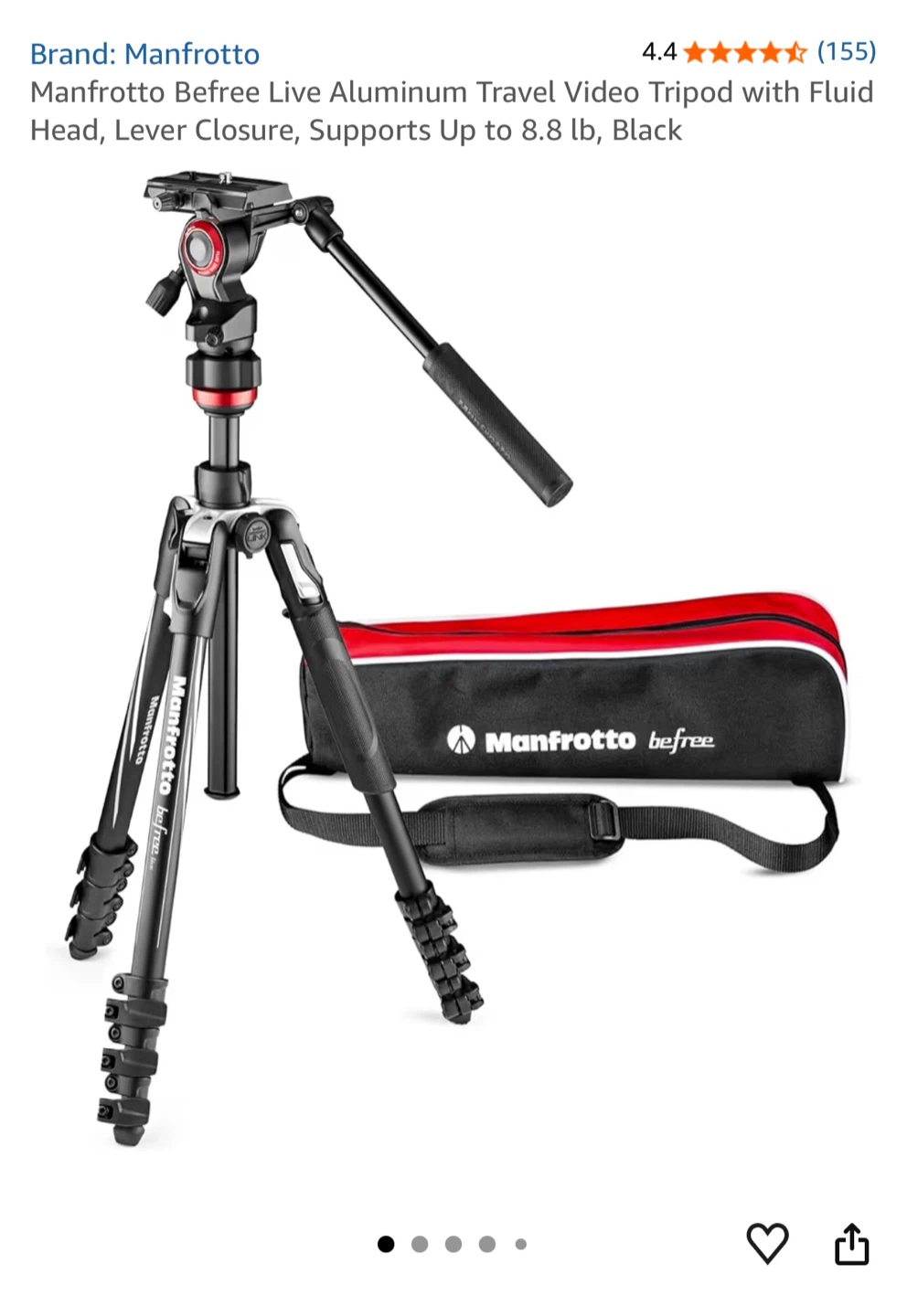 Manfrotto Befree Live Video Tripod + Fluid Head – Like New - photo 2