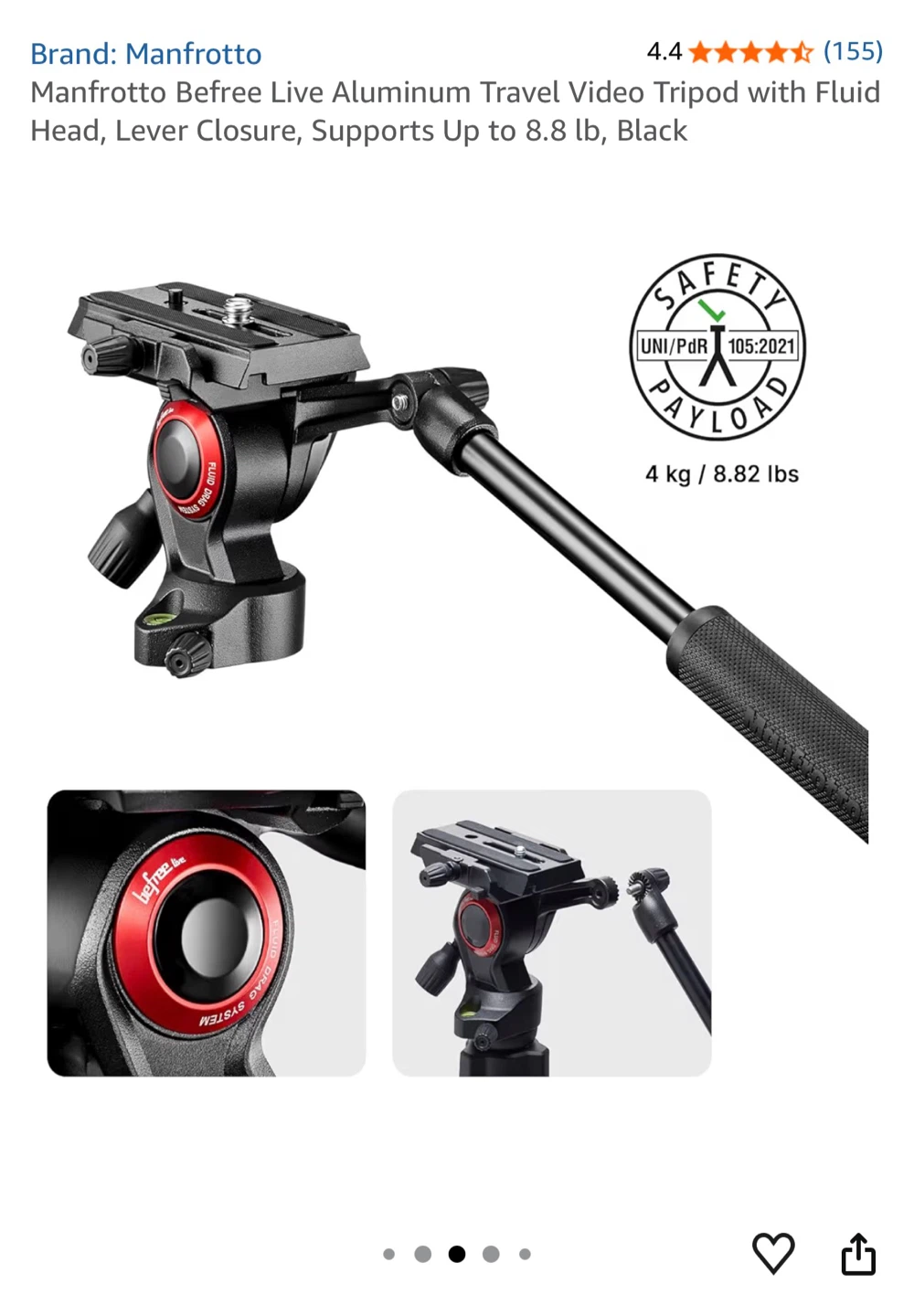 Manfrotto Befree Live Video Tripod + Fluid Head – Like New - photo 4