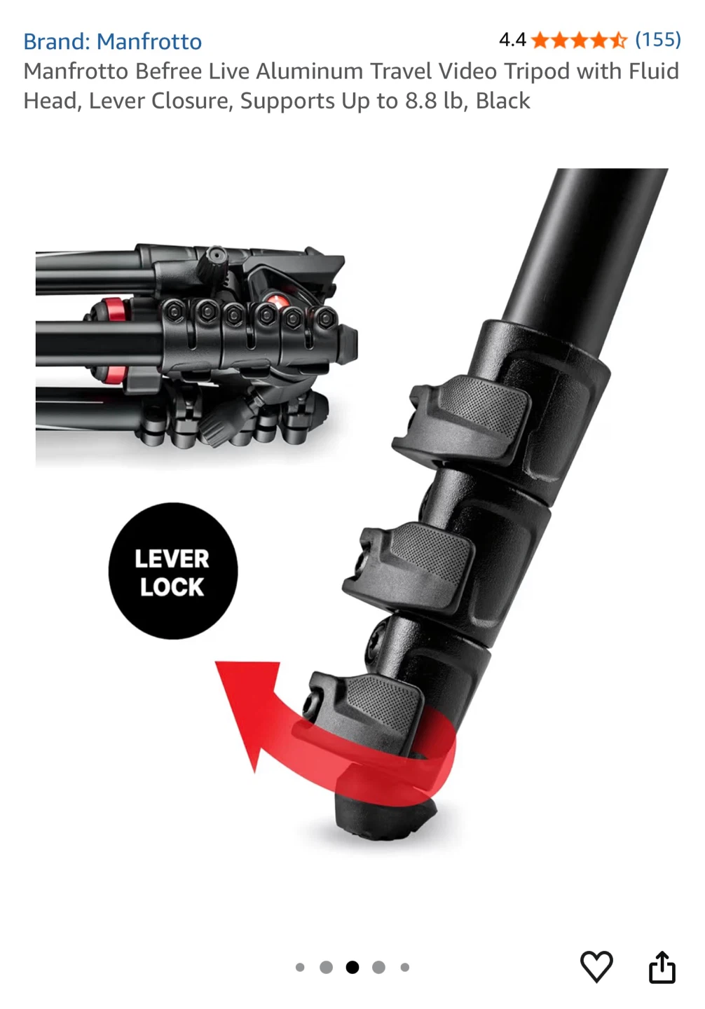 Manfrotto Befree Live Video Tripod + Fluid Head – Like New - photo 5