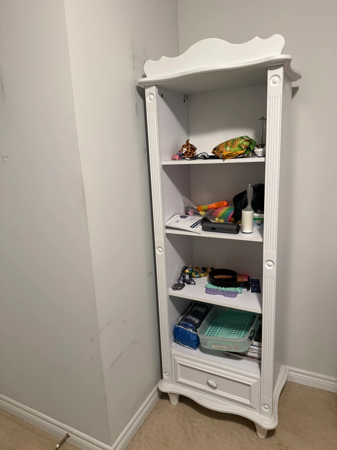 White Tall Shelving Unit with Drawer - photo 2