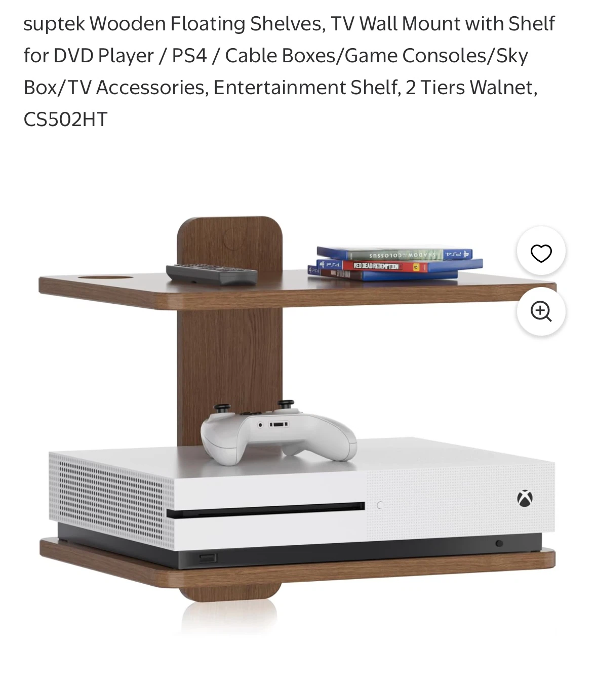 suptek 2-Tier Walnut Floating Entertainment Shelf