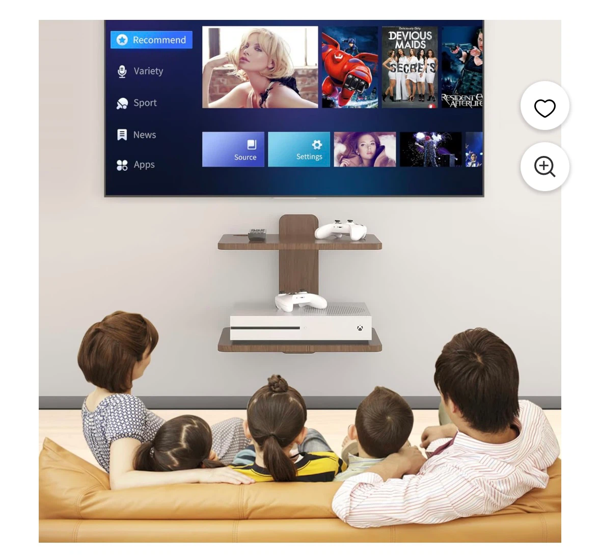 suptek 2-Tier Walnut Floating Entertainment Shelf - photo 2