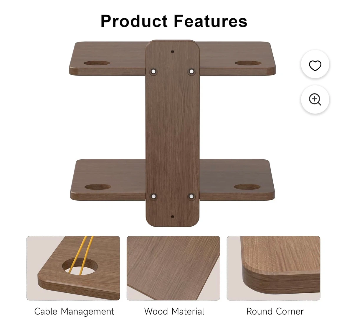 suptek 2-Tier Walnut Floating Entertainment Shelf - photo 4