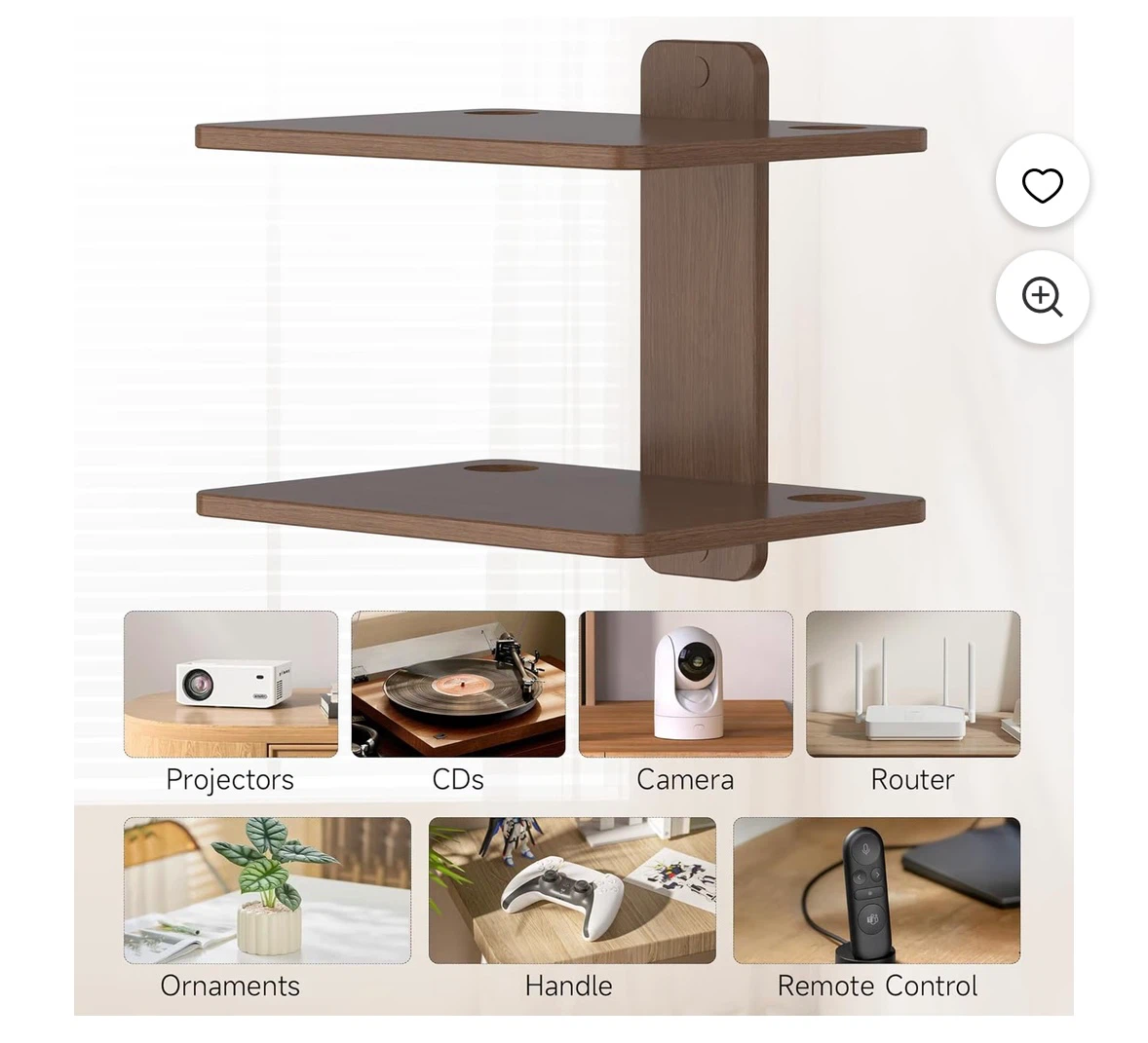 suptek 2-Tier Walnut Floating Entertainment Shelf - photo 5