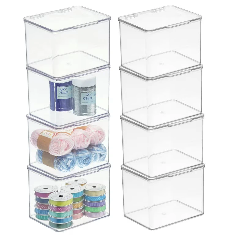 mDesign Clear Storage Bin with Hinged Lid