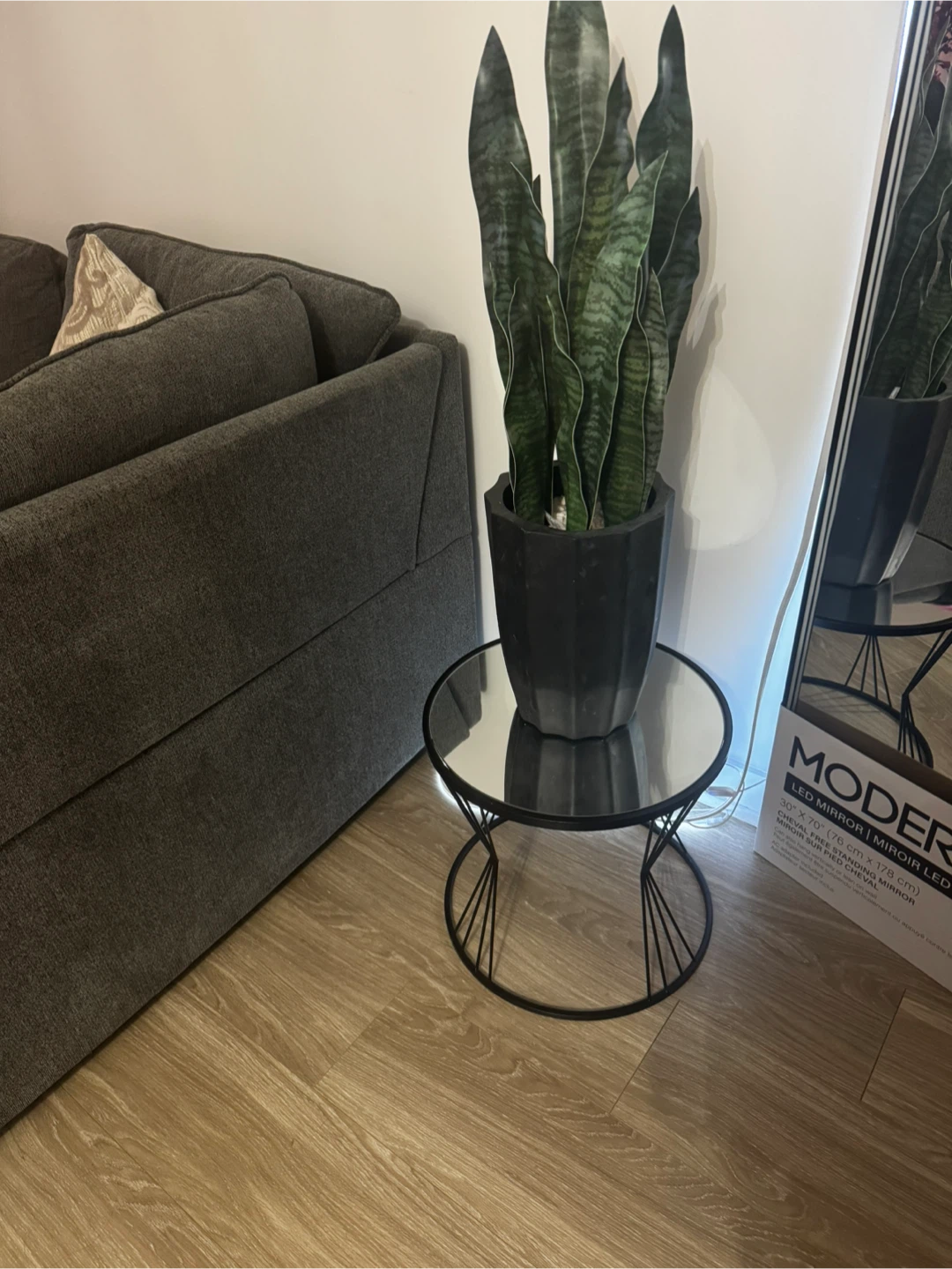 Black Metal and Glass Side Table