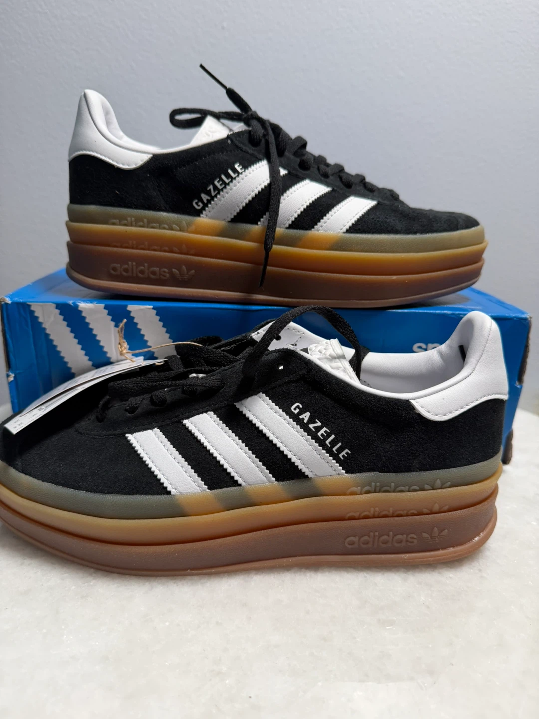 Adidas Gazelle Bold Sneakers Black and White Size 8 - photo 2