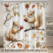 Squirrel Print Shower STALL Curtain 71inx 35in