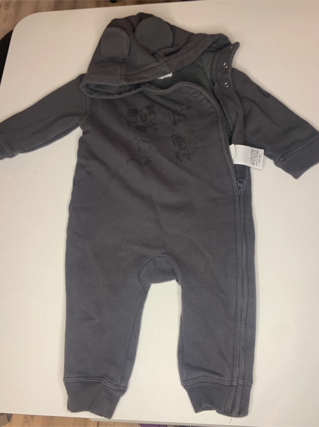 4/$10 Baby Gap Disney hooded jumpsuit fleece Mickey 6-12M