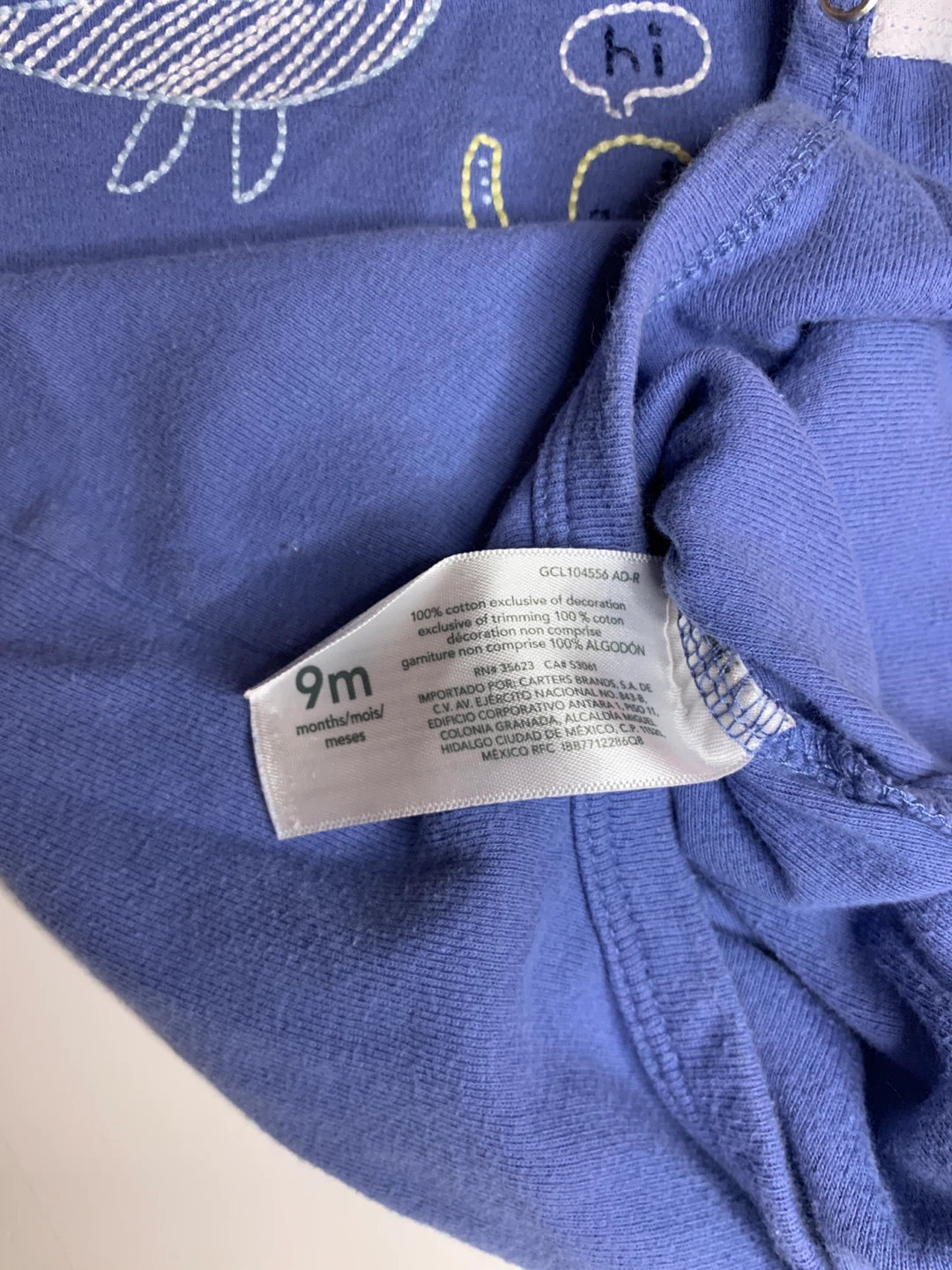 4/$10 Carter's Blue Ocean Bodysuit 9m - photo 2