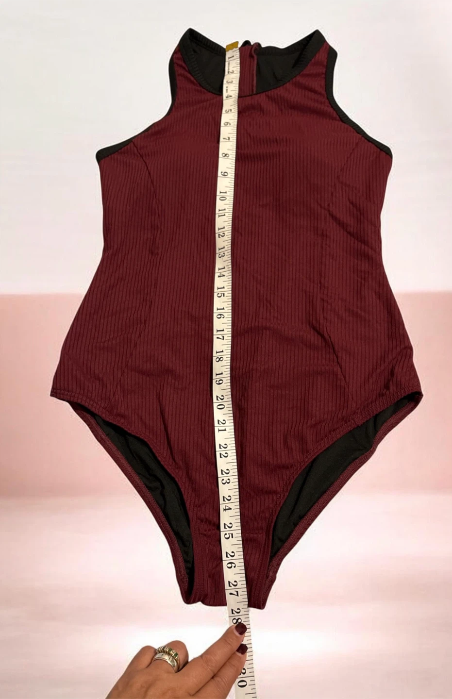 Chakwo Ribbed One-Piece Swimsuit Maroon Medium - photo 2