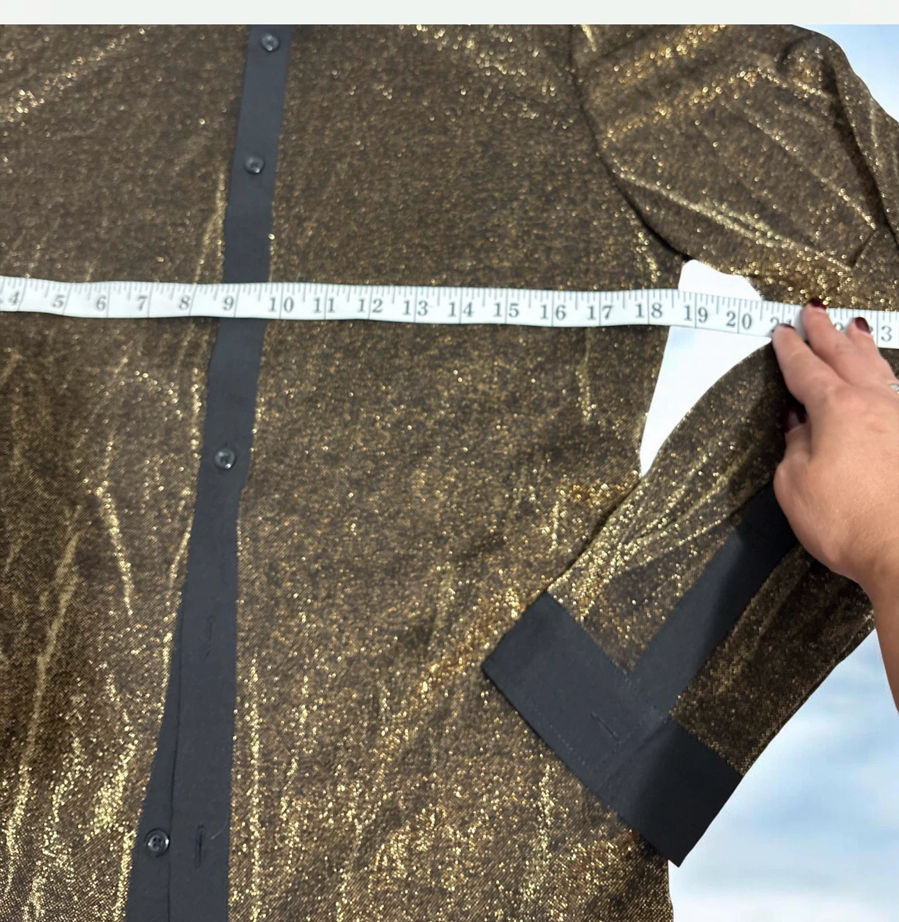 Black and gold metallic button-down shirt - photo 3