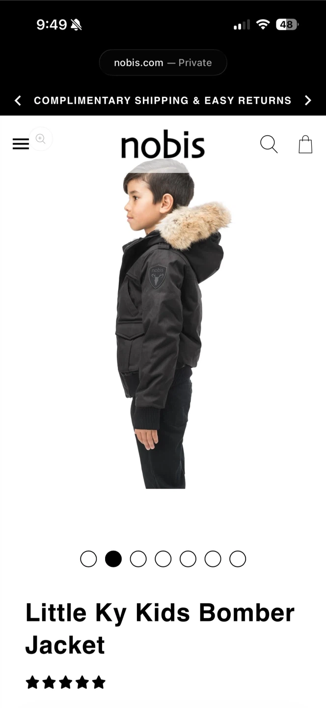 Nobis Little Ky Kids Bomber Jacket Size XS