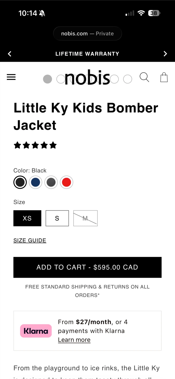 Nobis Little Ky Kids Bomber Jacket Size XS - photo 4