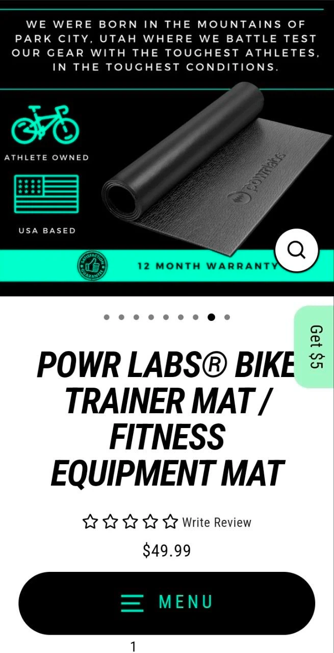 Powr Labs Bike Trainer and Fitness Equipment Mat