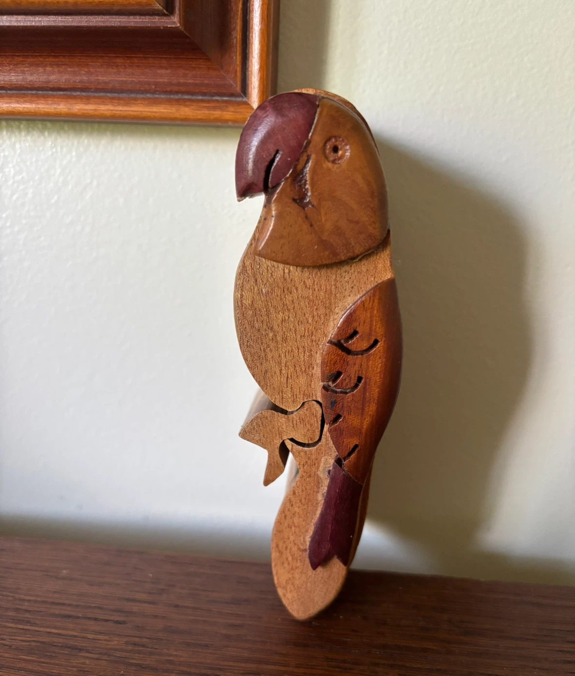 Handcrafted Wooden Parrot Puzzle Box