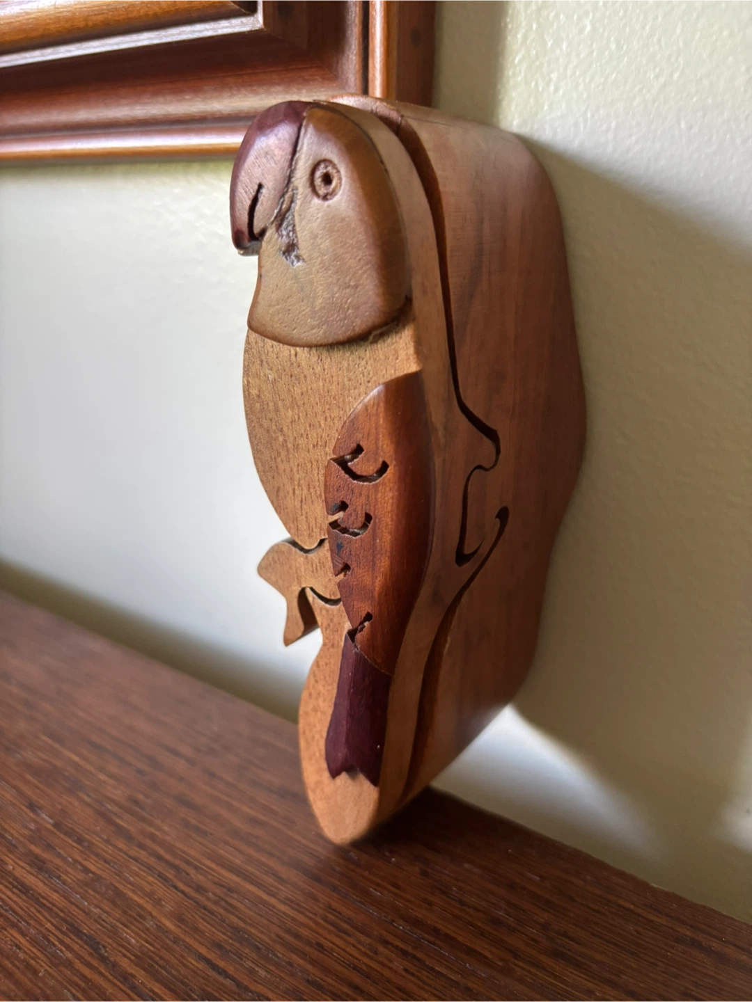 Handcrafted Wooden Parrot Puzzle Box - photo 2