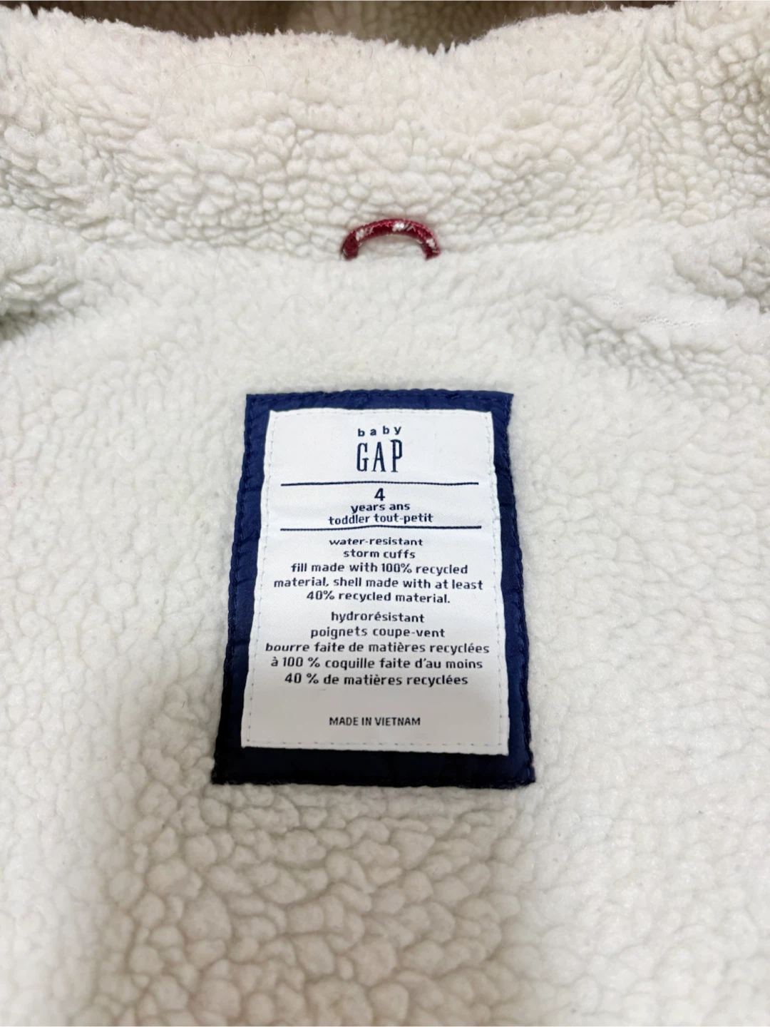 Gap Sherpa Lined Winter Jacket - Size 4 Years (please read) - photo 3