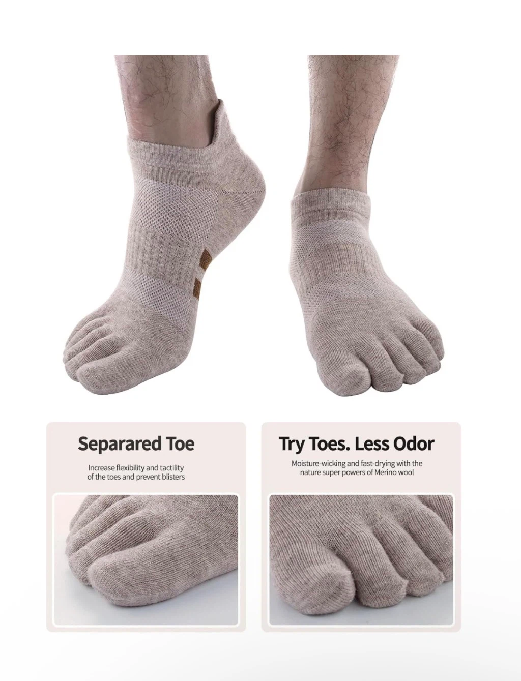 Brand new 3 Pairs of Size M SonicWheat Merino Wool Toe Socks - photo 5