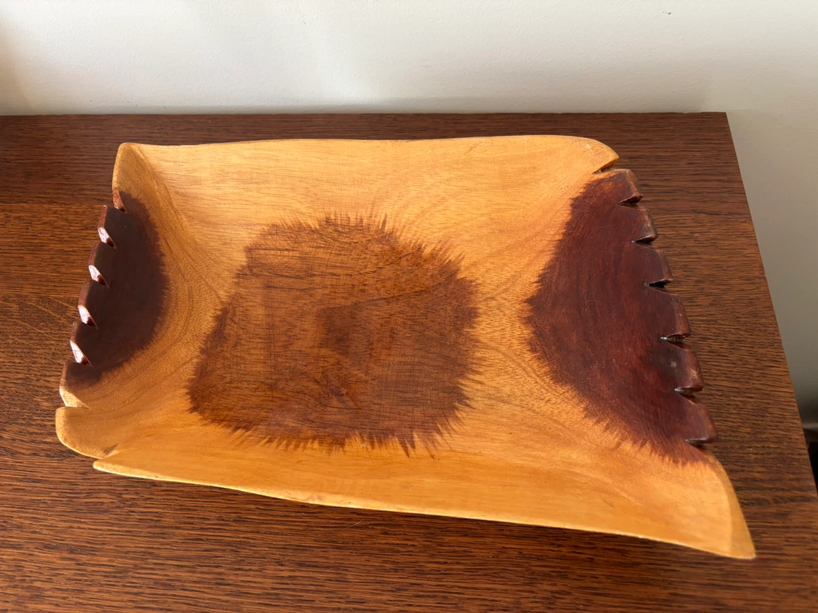 Hand Carved Monkey Pod Wood Asymmetric Centerpiece Bowl - photo 2