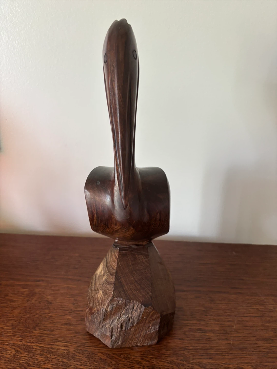 Hand-Carved Iron Wooden Pelican Statue - photo 2