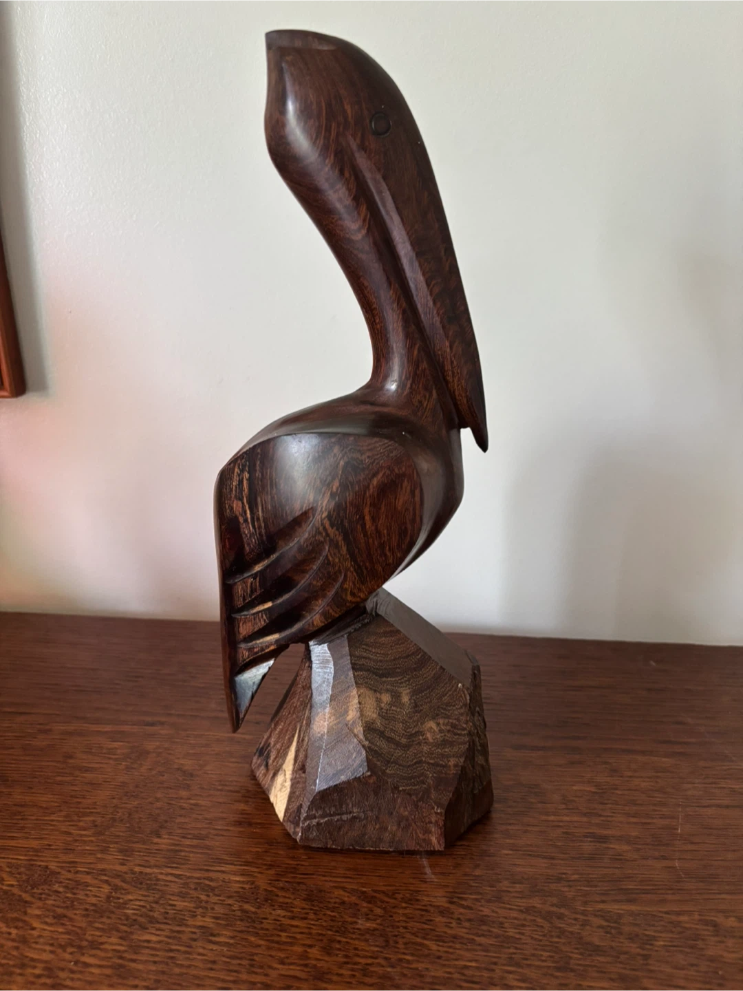 Hand-Carved Iron Wooden Pelican Statue - photo 3