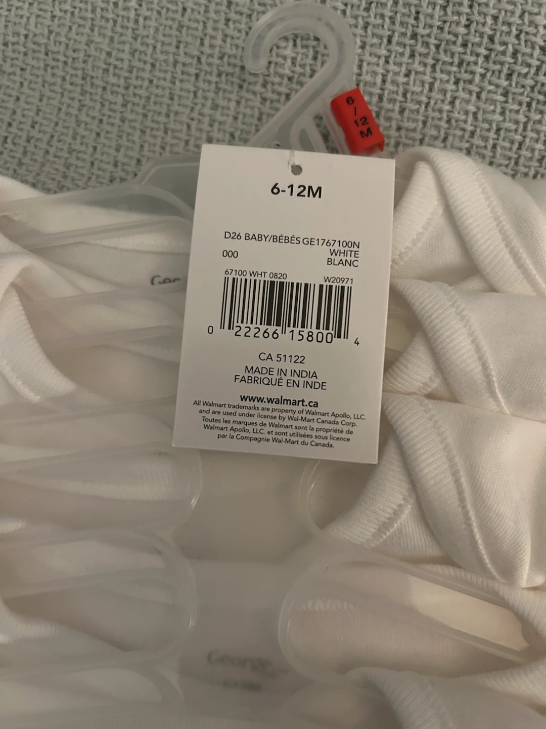 George Baby Bodysuits, 5 Pack, 6-12 Months, White - photo 2