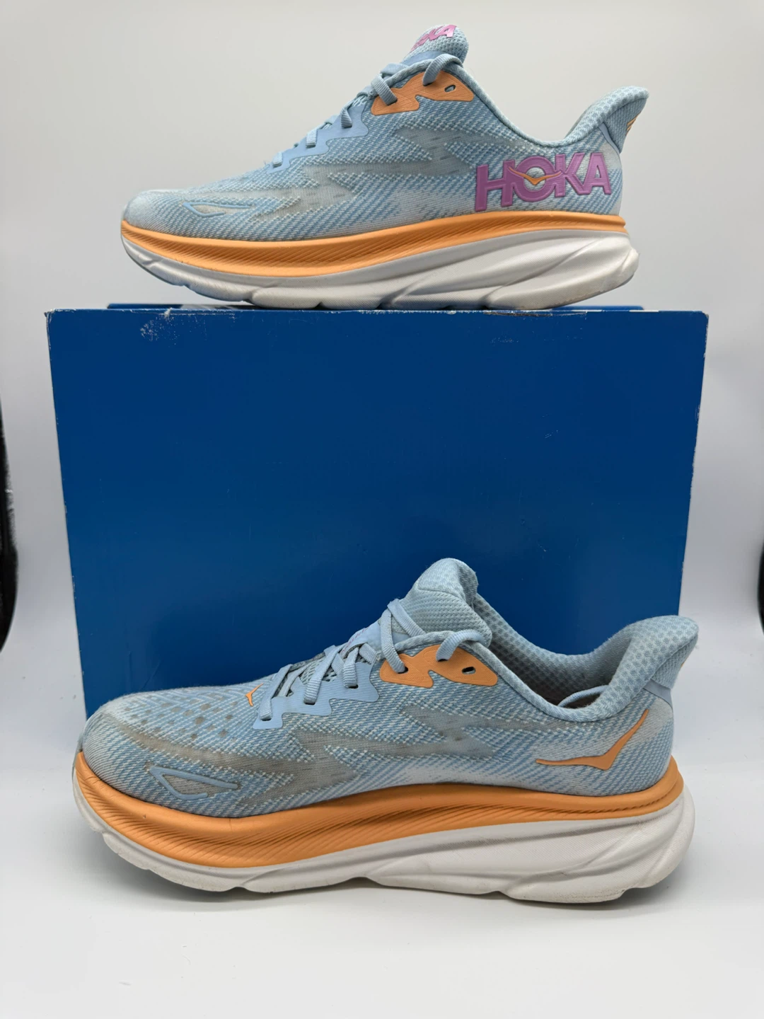 HOKA Clifton 9 Wide 'Airy Blue' Women’s Running Shoes Size US 9D