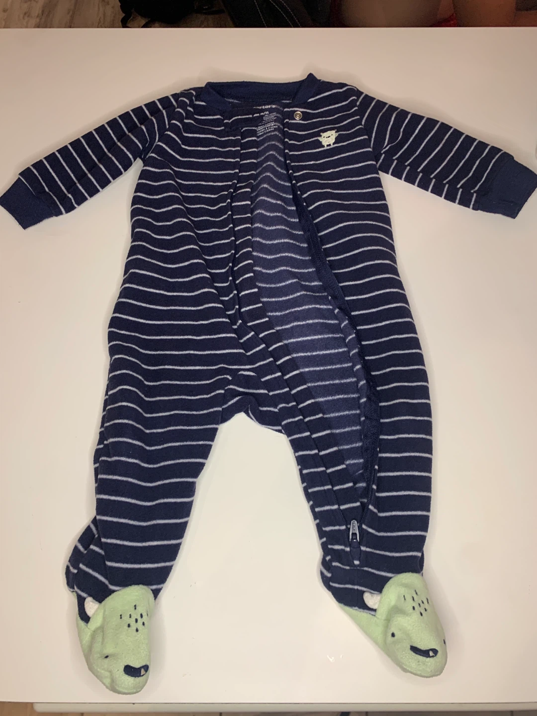4/$10 Carter's striped fleece sleeper, 6 months Double Zipper