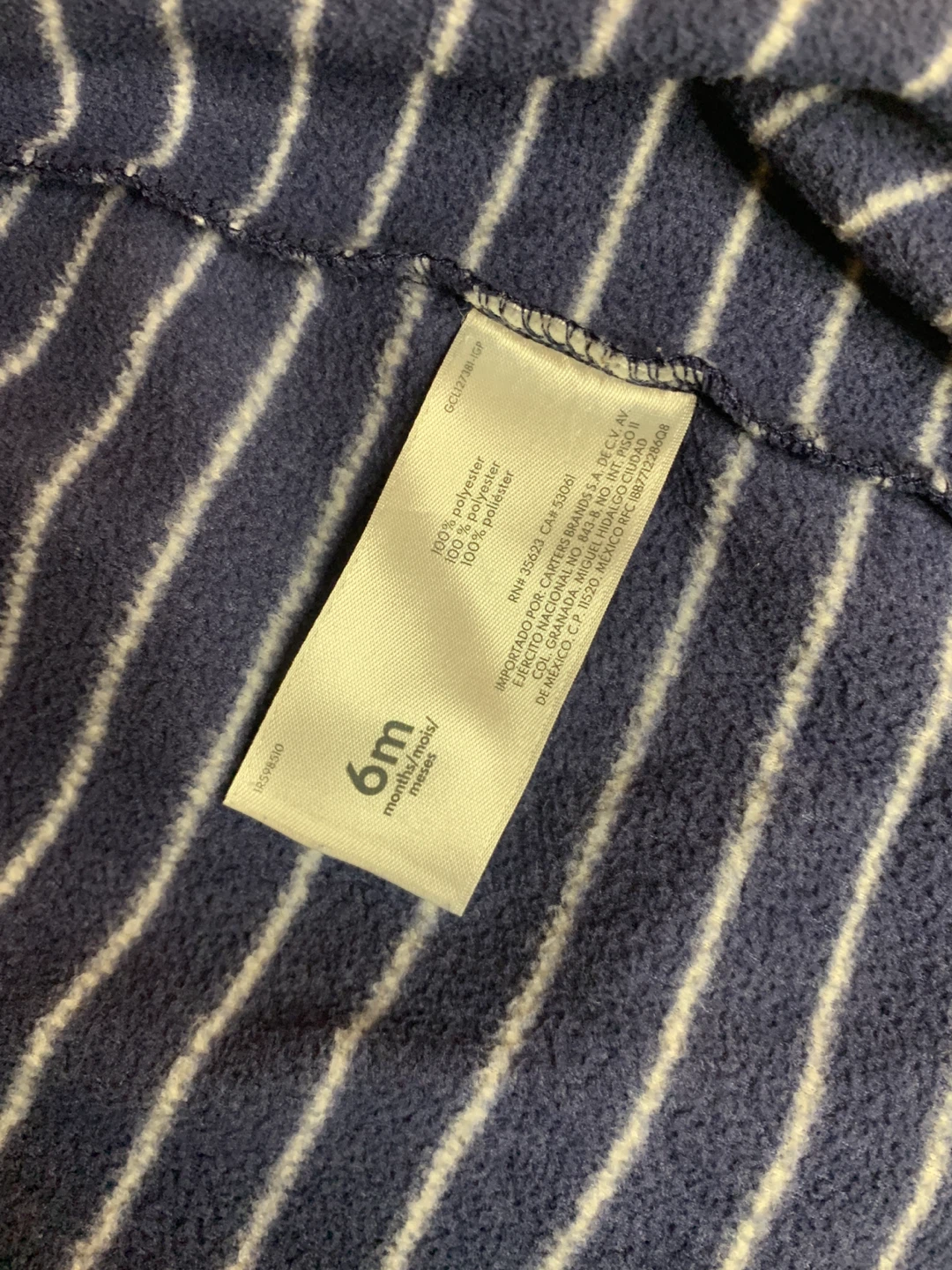 4/$10 Carter's striped fleece sleeper, 6 months Double Zipper - photo 3