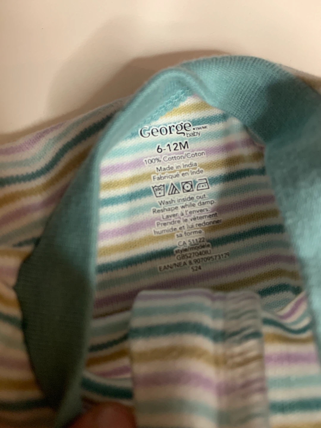 4/$10 New George Baby Striped Sleepsuit 6-12M 100% cotton - photo 2