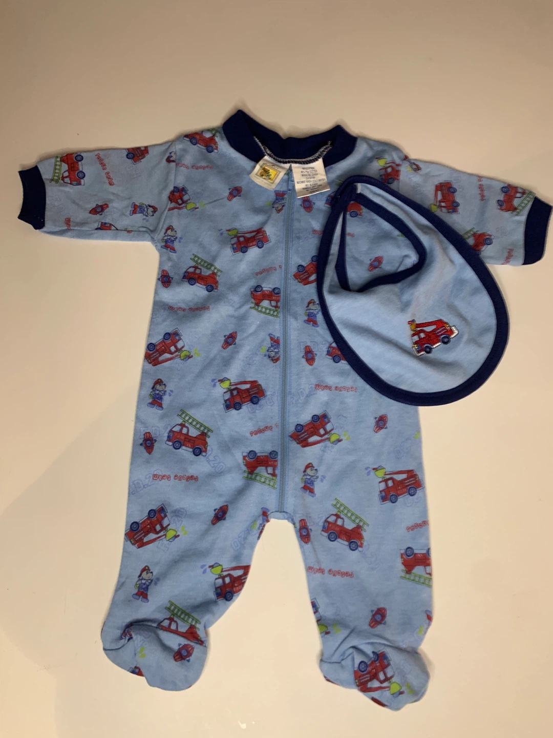4/$10 NWT Tuti Fruiti Fire Truck Sleep-and-Play with Bib Sleeper
