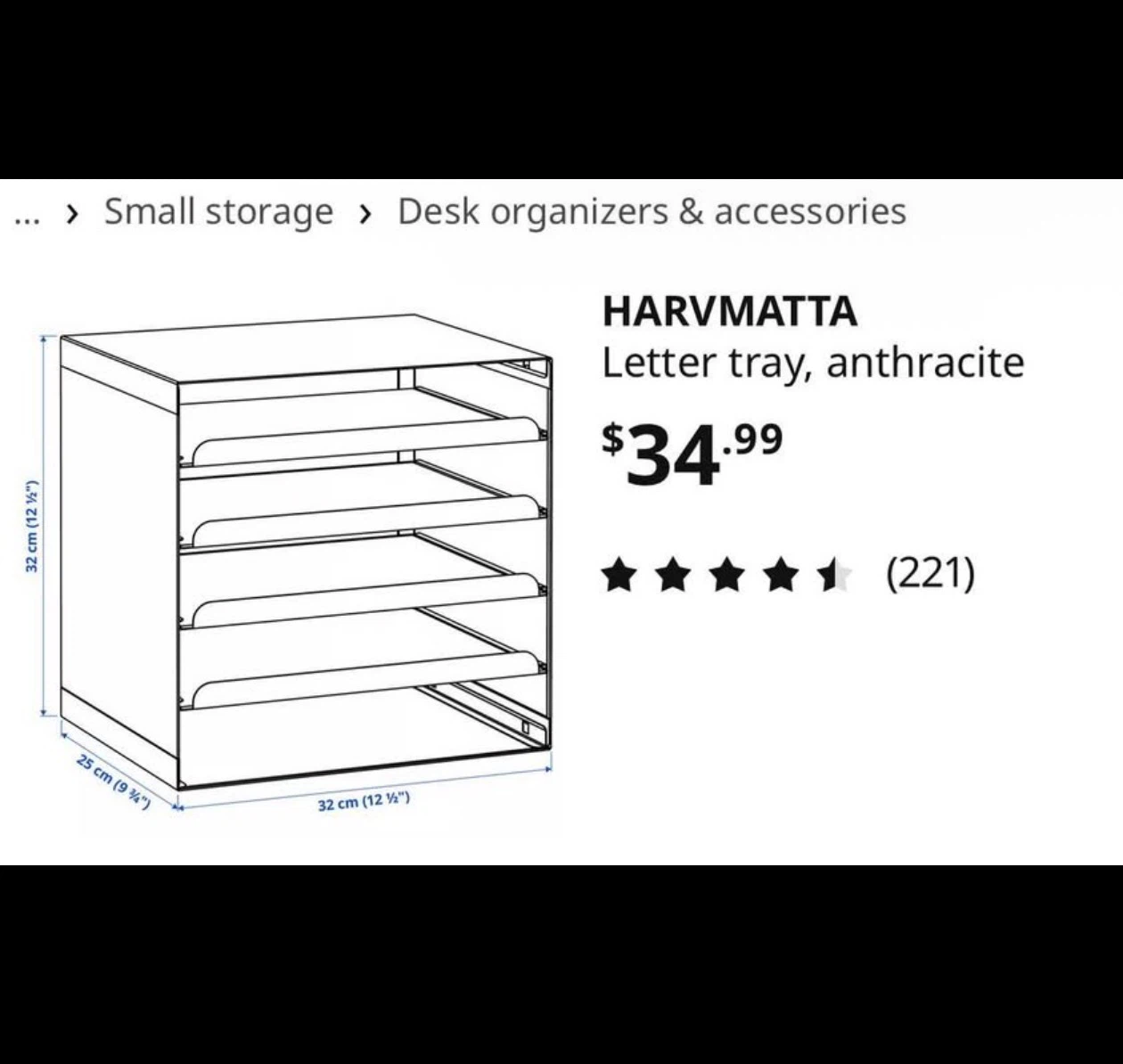 IKEA HARVMATTA Letter Tray - photo 3