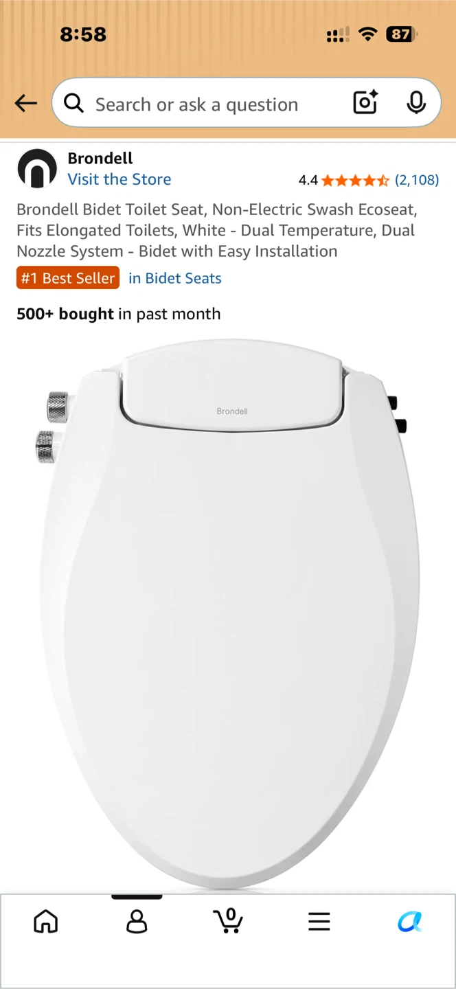 Brondell Swash Ecoseat Non-Electric Bidet Toilet Seat