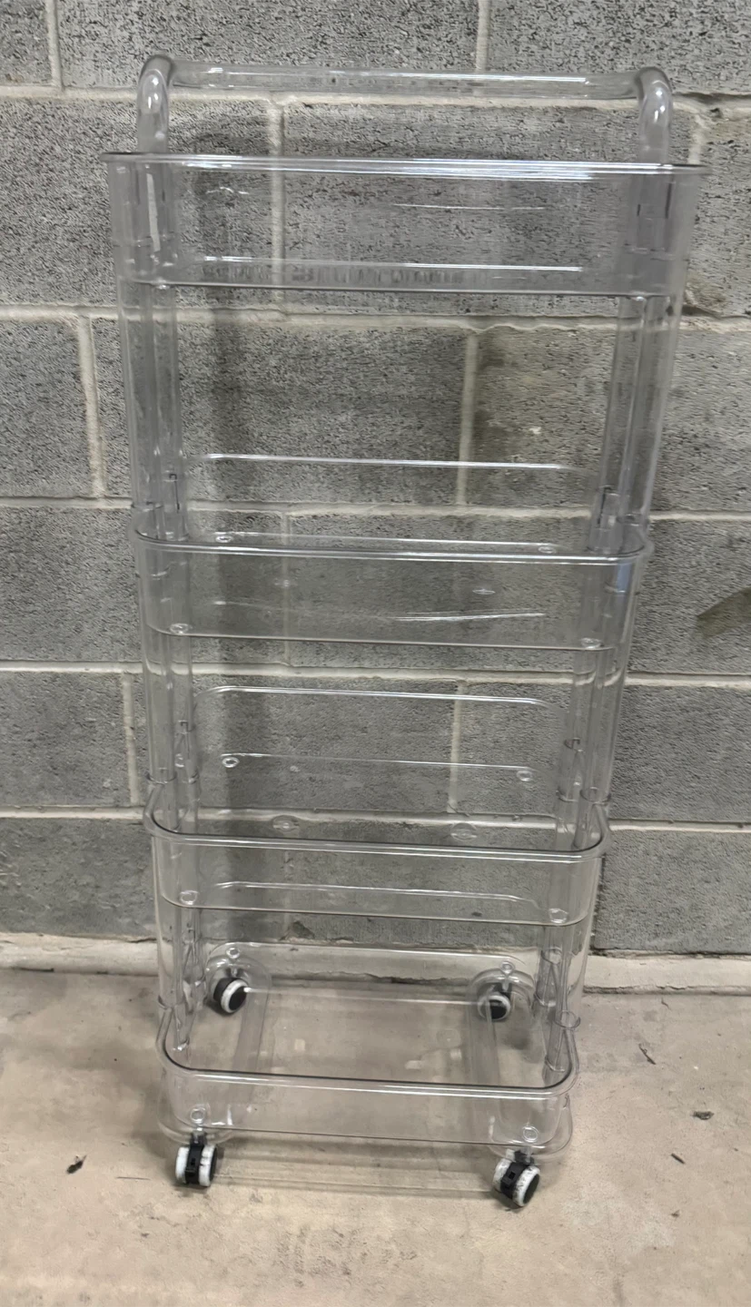 Clear 4-Tier Rolling Storage Cart